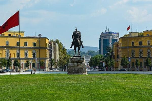 Europe Park at Skanderbeg Square in Tirana, Albania